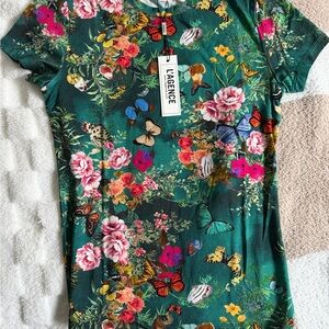 L'AGENCE Multicolor Floral Short Sleeve Top